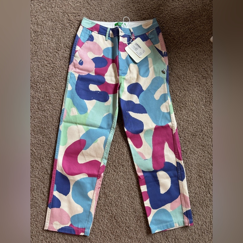 NWT Melting Sadness Colorful pattern Women's Straight Leg Pants - Picture 1 of 4